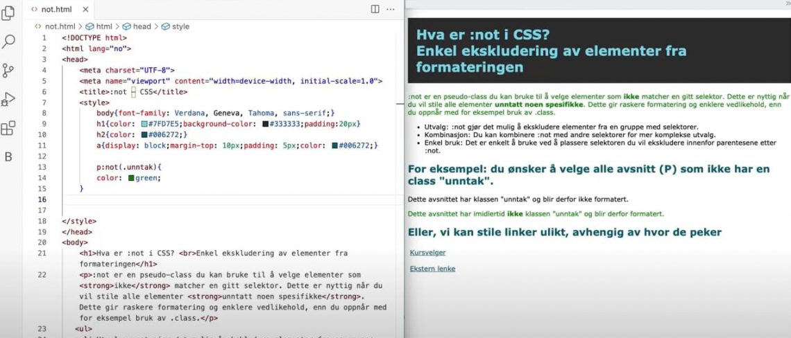 :not i CSS – ekskluder elementer fra formateringen